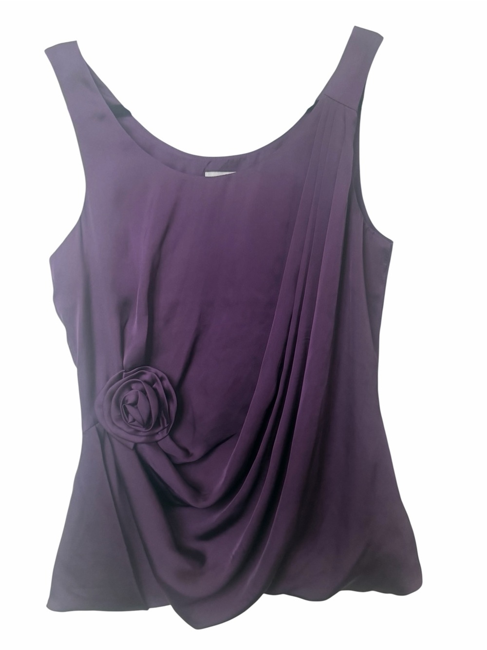 H&M Purple Draped Satin camisole Top Floral Rosette Size 4